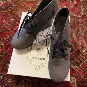 Vegan wedge heel booties